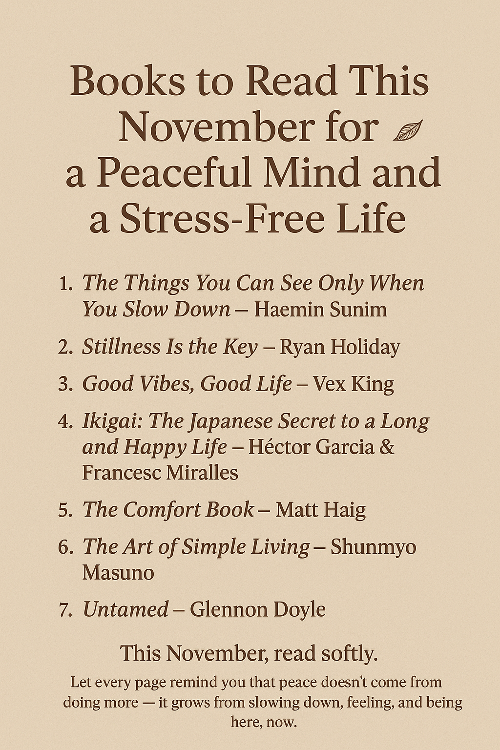 Books to Read This November for a Peaceful Mind and a Stress-Free&nbsp;Life